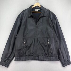 Cinch Leather Bomber Jacket Mens XL Black Cowboy Biker Y2K Rocker Grunge